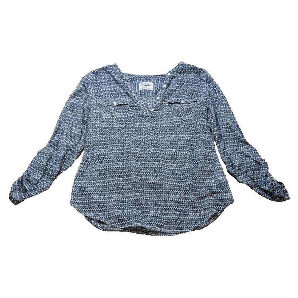 Anthropologie Holding Horses Tulipane Henley Roll Tab Semi Sheer Blouse Sz 0